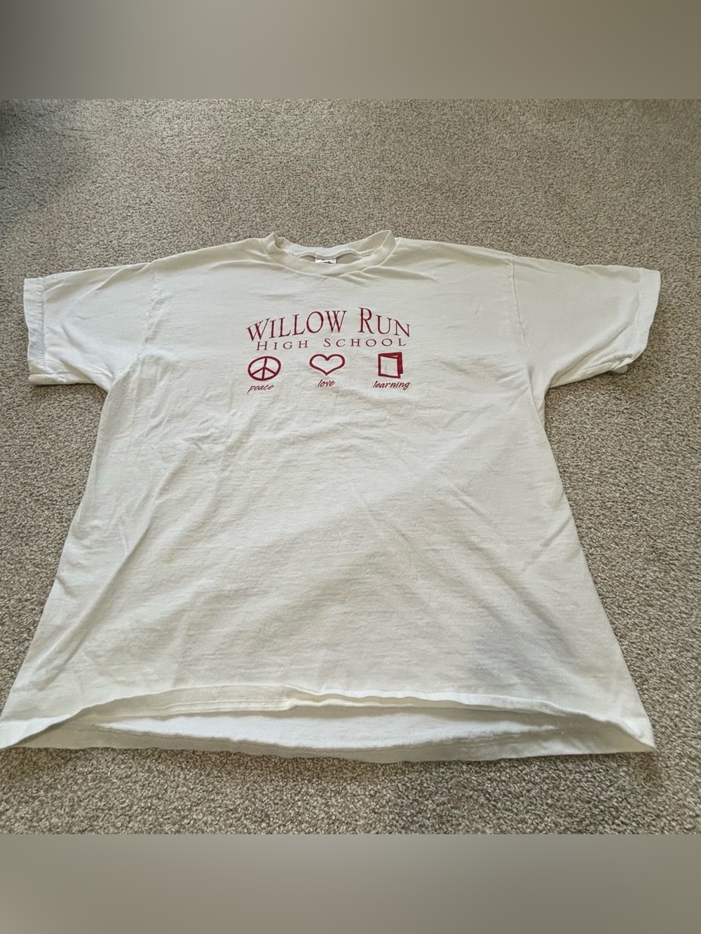 White Short-Sleeve Tee with Red Willow Run High School Graphic